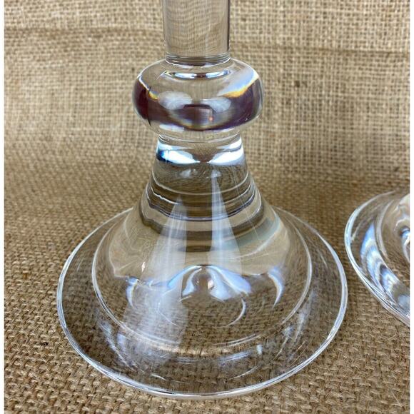 Shannon Lead Crystal Glass Candlestick Holders Set of 2 - Picture 3 of 8